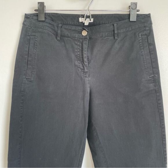 EILEEN FISHER Stretch Cotton Slim Ankle Pant in Graphite Black - S - Picture 3 of 8